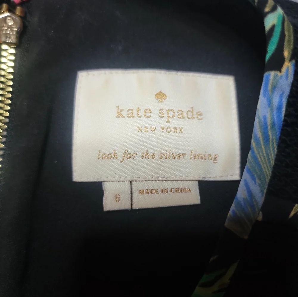 ♡ Kate spade Black Sleeveless Fit-and-Flare Dress with Floral Details B-18